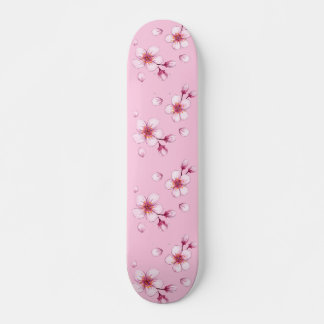 ピンク色のさくらんぼ花の模様 スケートボード
