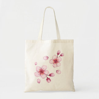 ピンク色のさくらんぼ花の模様 トートバッグ