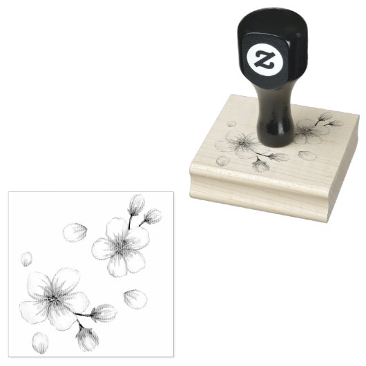 ピンク色のさくらんぼ花の模様 ラバースタンプ (押印)