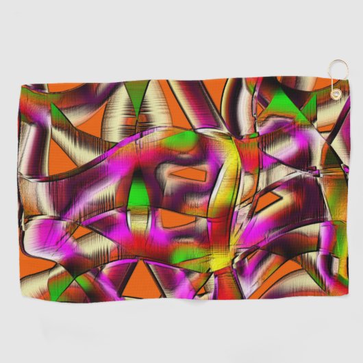 ピンク色のねじれた切り出しと切り傷 ゴルフタオル (横)