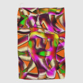 ピンク色のねじれた切り出しと切り傷 ゴルフタオル (正面)