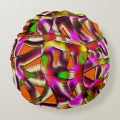 ピンク色のねじれた切り出しと切り傷 ラウンドクッション (正面)