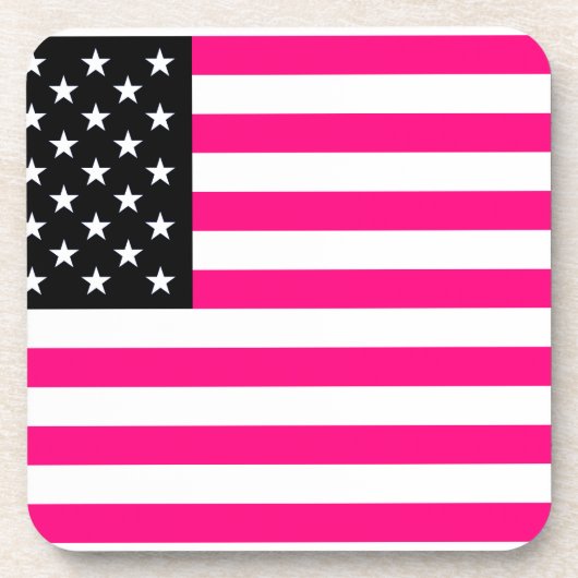 ピンク色のアメリカ国旗 コースター (正面)