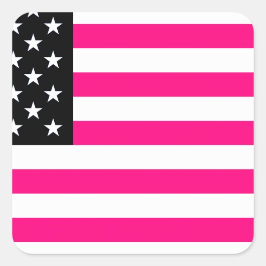 ピンク色のアメリカ国旗 スクエアシール (正面)
