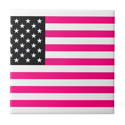 ピンク色のアメリカ国旗 タイル (正面)