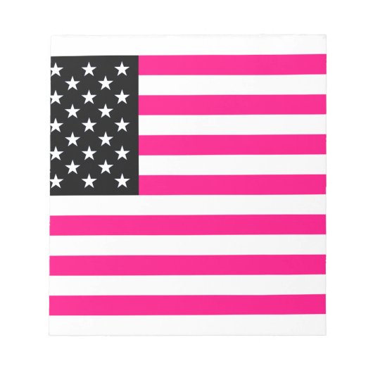 ピンク色のアメリカ国旗 ノートパッド (正面)