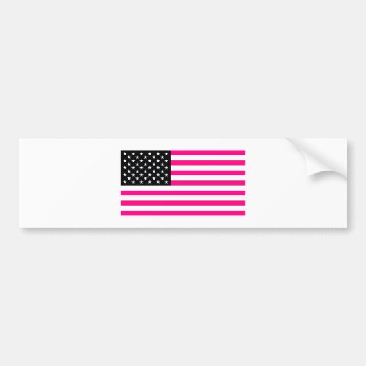 ピンク色のアメリカ国旗 バンパーステッカー (正面)