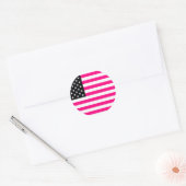 ピンク色のアメリカ国旗 ラウンドシール (封筒)