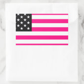 ピンク色のアメリカ国旗 長方形シール (バッグ)