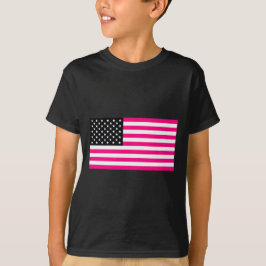 ピンク色のアメリカ国旗 Tシャツ