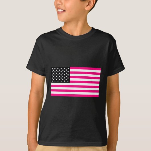 ピンク色のアメリカ国旗 Tシャツ (正面)