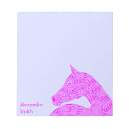 ピンク色のアラビア馬の頭パーソナライズされたがライトブルー ノートパッド