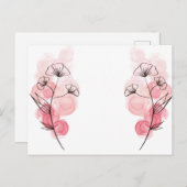 ピンク色のアルコールインクの花 インビテーションポストカード (正面/裏面)