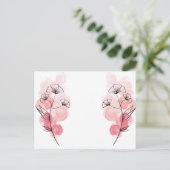 ピンク色のアルコールインクの花 インビテーションポストカード (スタンド正面)