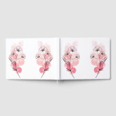 ピンク色のアルコールインクの花 ゲストブック (全面)