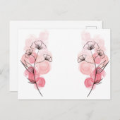 ピンク色のアルコールインクの花 案内ポストカード (正面/裏面)