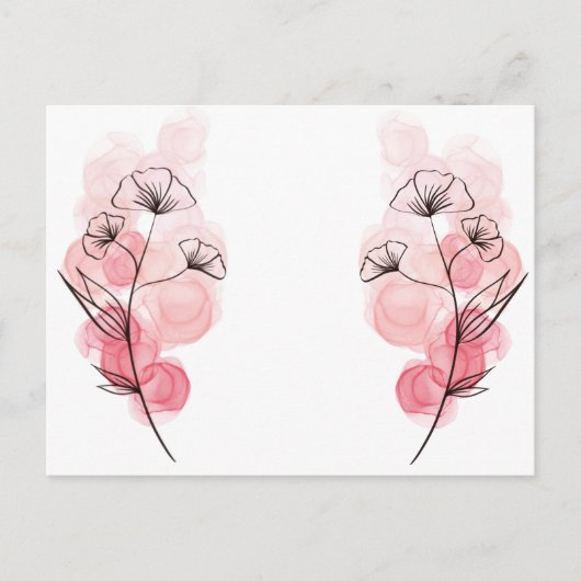 ピンク色のアルコールインクの花 案内ポストカード (正面)