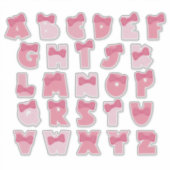 ピンク色のアルファベット シール (正面)
