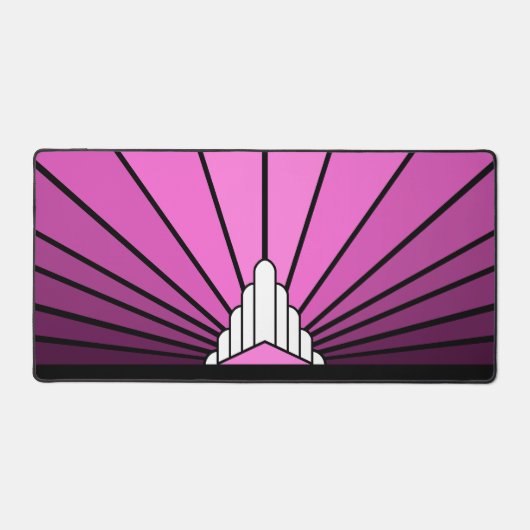 ピンク色のアールデコの太陽 デスクマット (正面)