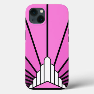 ピンク色のアールデコの太陽 iPhone 13ケース