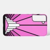 ピンク色のアールデコの太陽 SAMSUNG GALAXYケース (裏面横)