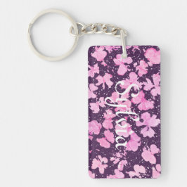 ピンク色のア絵を描クリルフラワー花びら キーホルダー