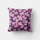 ピンク色のア絵を描クリルフラワー花びら クッション (正面)