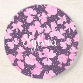 ピンク色のア絵を描クリルフラワー花びら コースター