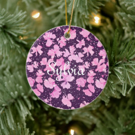 ピンク色のア絵を描クリルフラワー花びら セラミックオーナメント