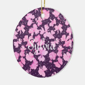 ピンク色のア絵を描クリルフラワー花びら セラミックオーナメント (左)