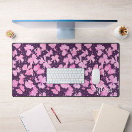 ピンク色のア絵を描クリルフラワー花びら デスクマット
