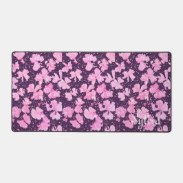 ピンク色のア絵を描クリルフラワー花びら デスクマット