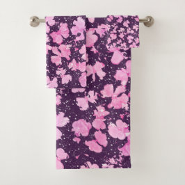 ピンク色のア絵を描クリルフラワー花びら バスタオルセット