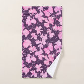 ピンク色のア絵を描クリルフラワー花びら バスタオルセット (ハンドタオル)