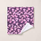 ピンク色のア絵を描クリルフラワー花びら バスタオルセット (ウォッシュタオル)