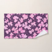 ピンク色のア絵を描クリルフラワー花びら バスタオルセット (ハンドタオル)