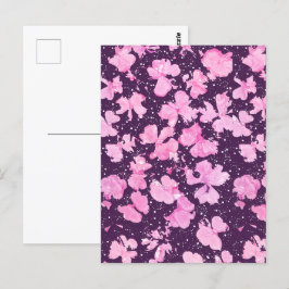 ピンク色のア絵を描クリルフラワー花びら ポストカード