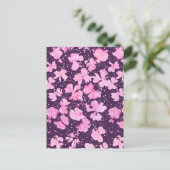 ピンク色のア絵を描クリルフラワー花びら ポストカード (スタンド正面)