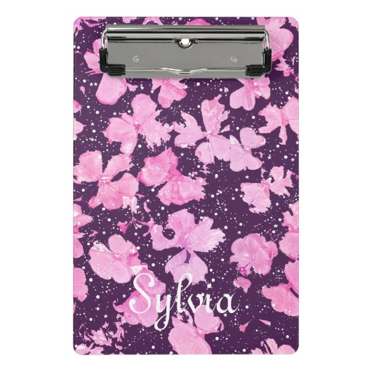 ピンク色のア絵を描クリルフラワー花びら ミニクリップボード (正面)