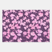 ピンク色のア絵を描クリルフラワー花びら ラッピングペーパーシート (正面3)
