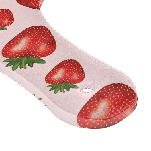 ピンク色のイチゴのフルーツ柄と名前をカスタムする カッティングボード (角)