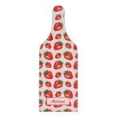 ピンク色のイチゴのフルーツ柄と名前をカスタムする カッティングボード (正面)