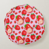 ピンク色のイチゴの果実 ラウンドクッション (裏面)