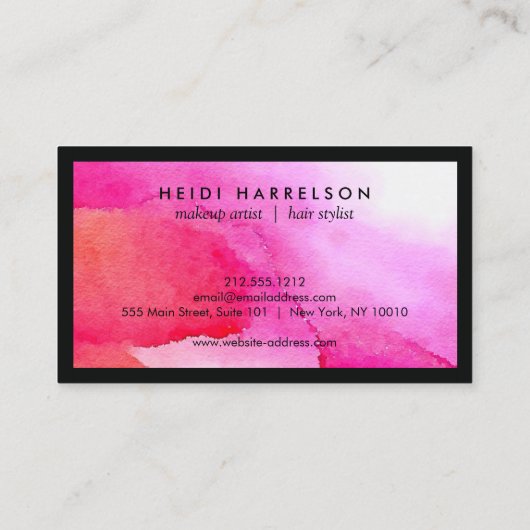 ピンク色のイニシャルとはっきりしたボックスロゴ 名刺 (裏面)