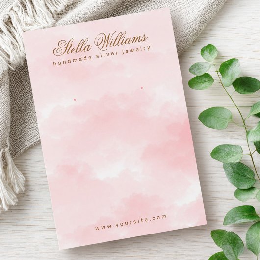 ピンク色のイヤリング表示カード