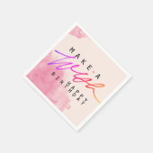 ピンク色のウィッシュハッピーバースデーを作成 スタンダードカクテルナプキン (角)