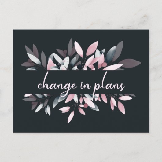 ピンク色のエレガントネイビーソフトウォーターの色の変更 案内ポストカード (正面)