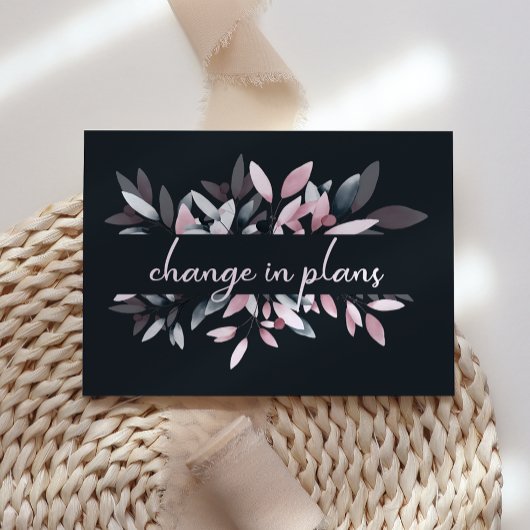 ピンク色のエレガントネイビーソフトウォーターの色の変更 案内ポストカード