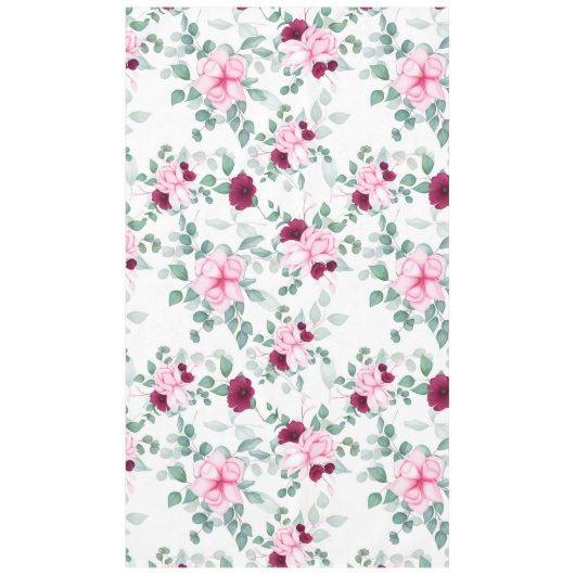 ピンク色のエレガントフローラ テーブルクロス (正面)