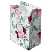 ピンク色のエレガントフローラ ミディアムペーパーバッグ (正面アングル)